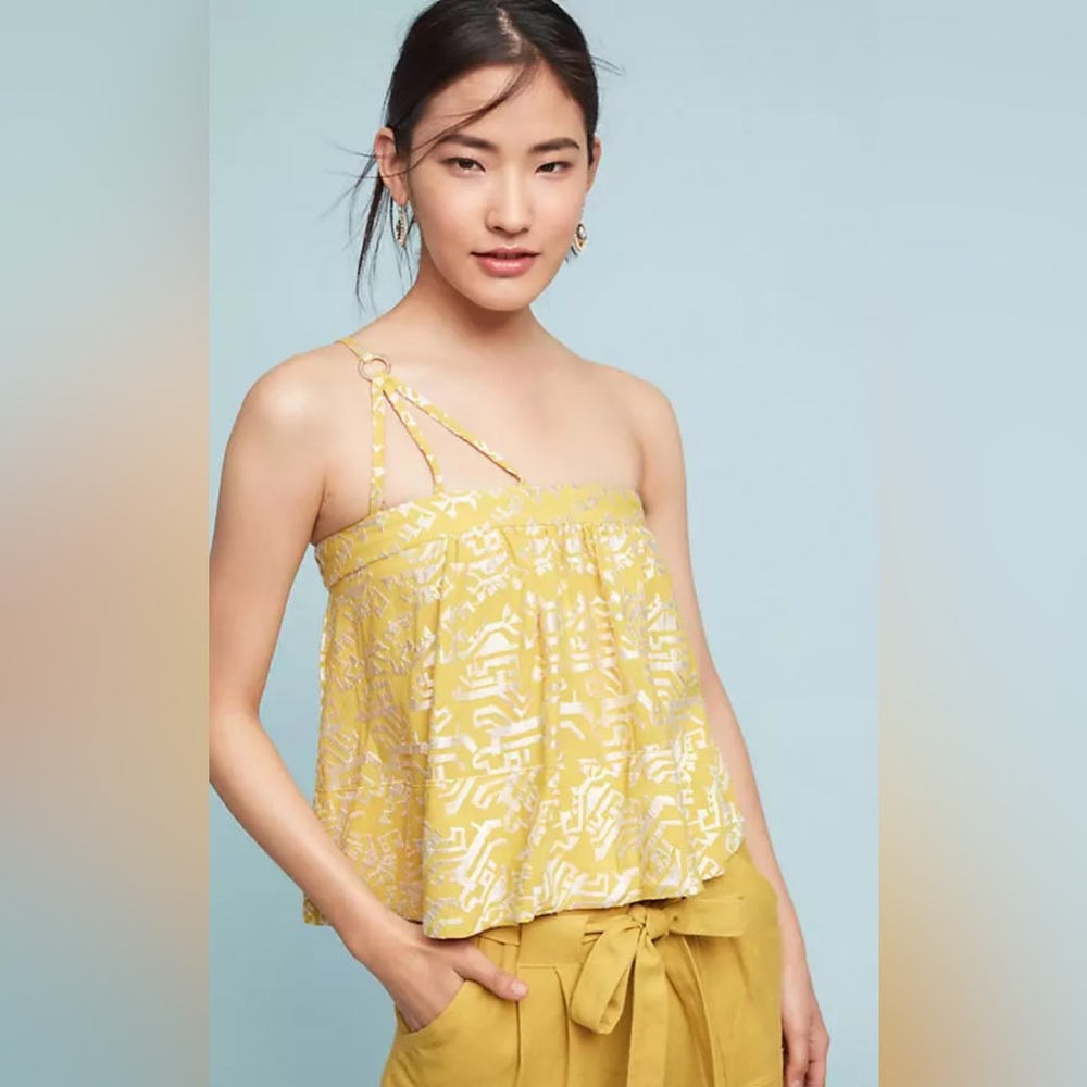 Anthropologie Floreat Anesu cami style top with one shoulder strappy design. NWT